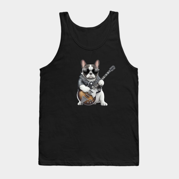 French Bulldog Playing Guitar Tank Top by Odd World